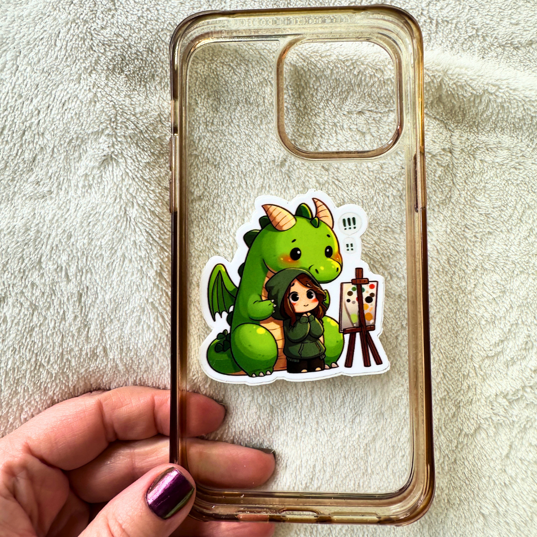 Cheryl and Dragon-Mal Chibi Art Sticker