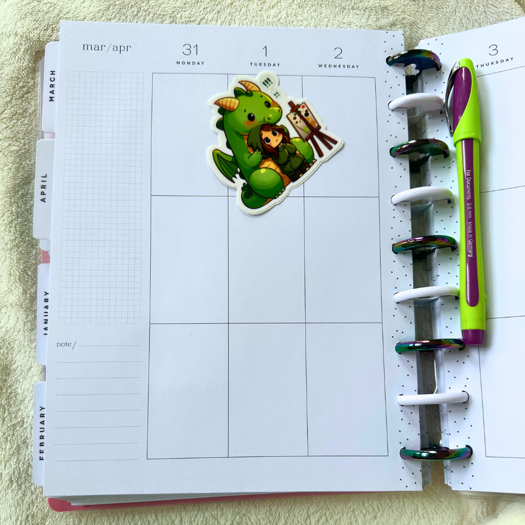 Cheryl and Dragon-Mal Chibi Art Sticker